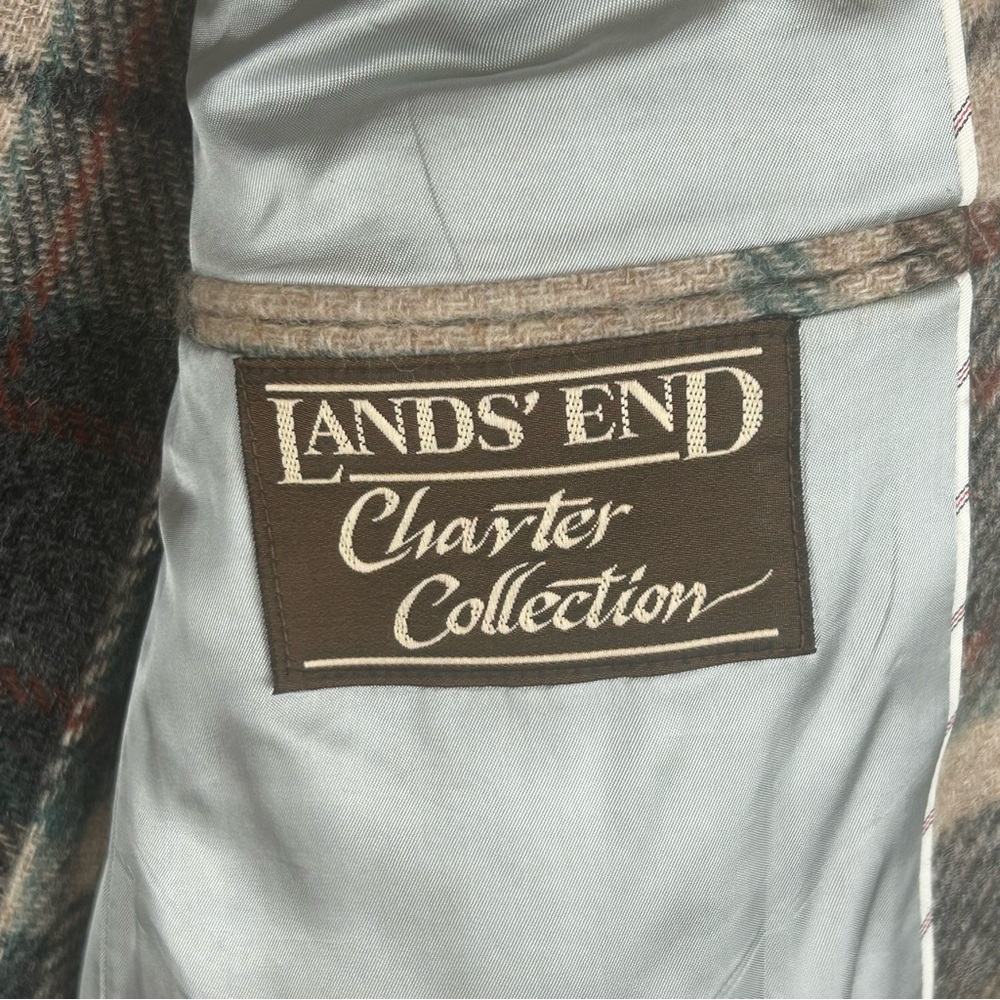 Vintage 80s Lands End Charter Collection Wool Plaid Sport Coat 43L Preppy - Picture 2 of 13